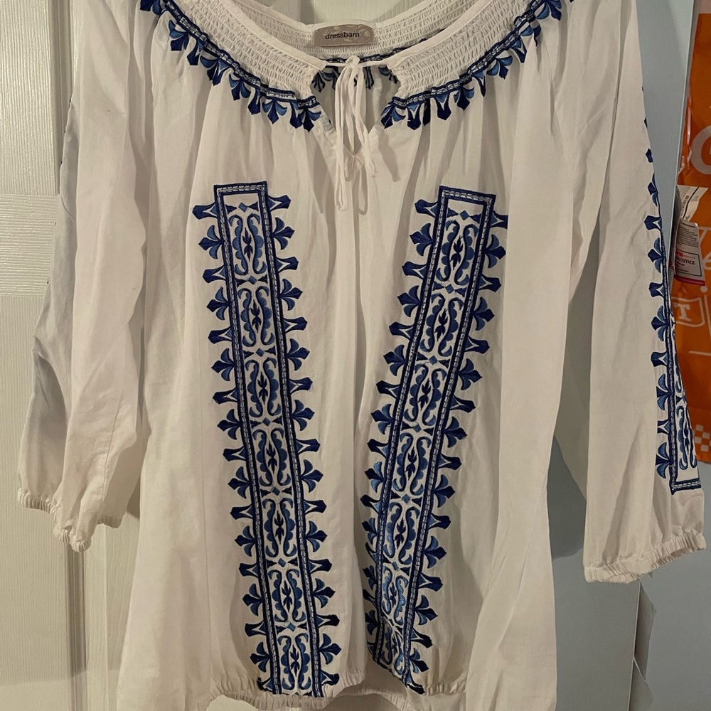 Dress Barn white and Blue shirt XXl